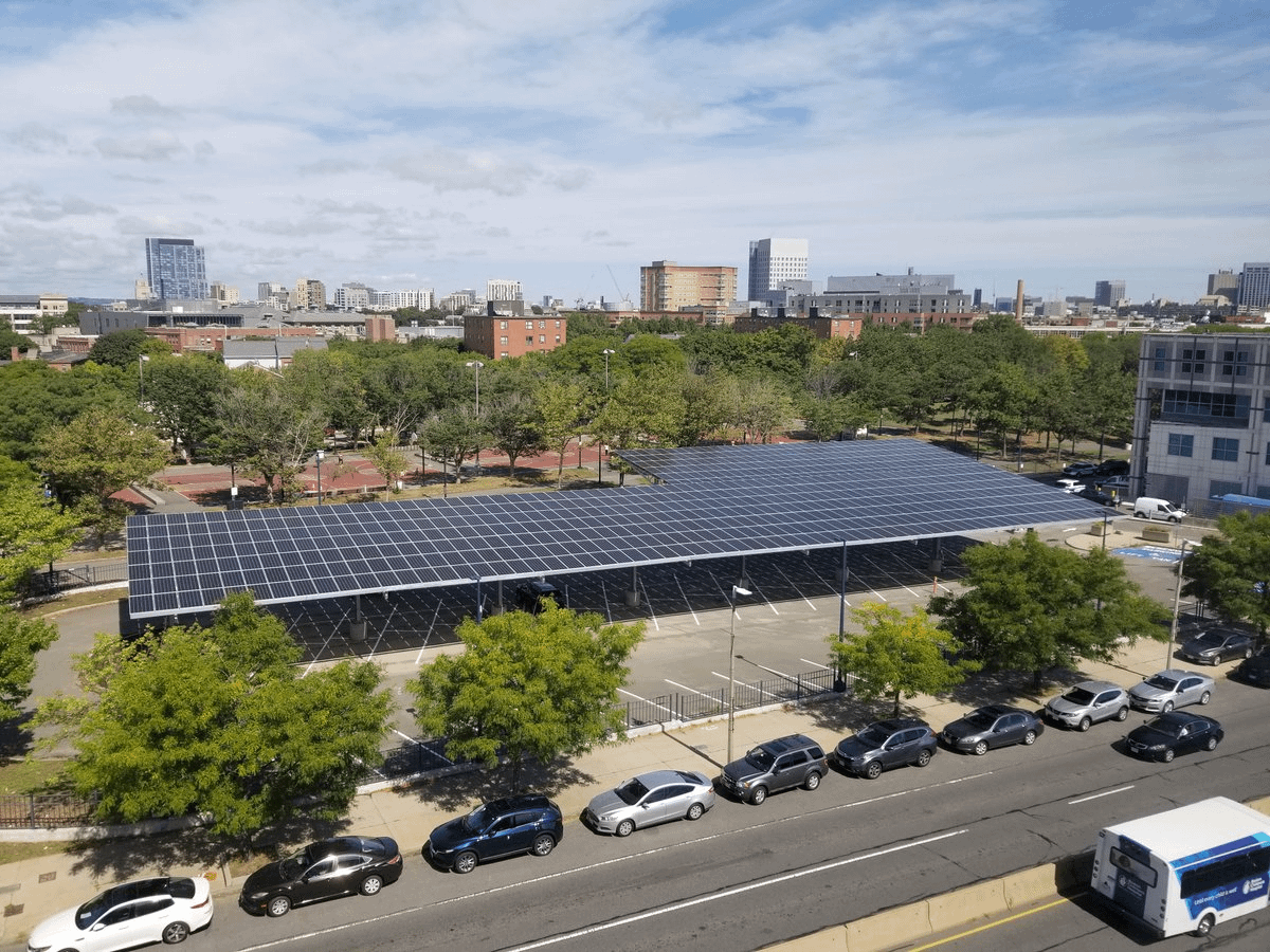 Solar carport with commercial EV charging