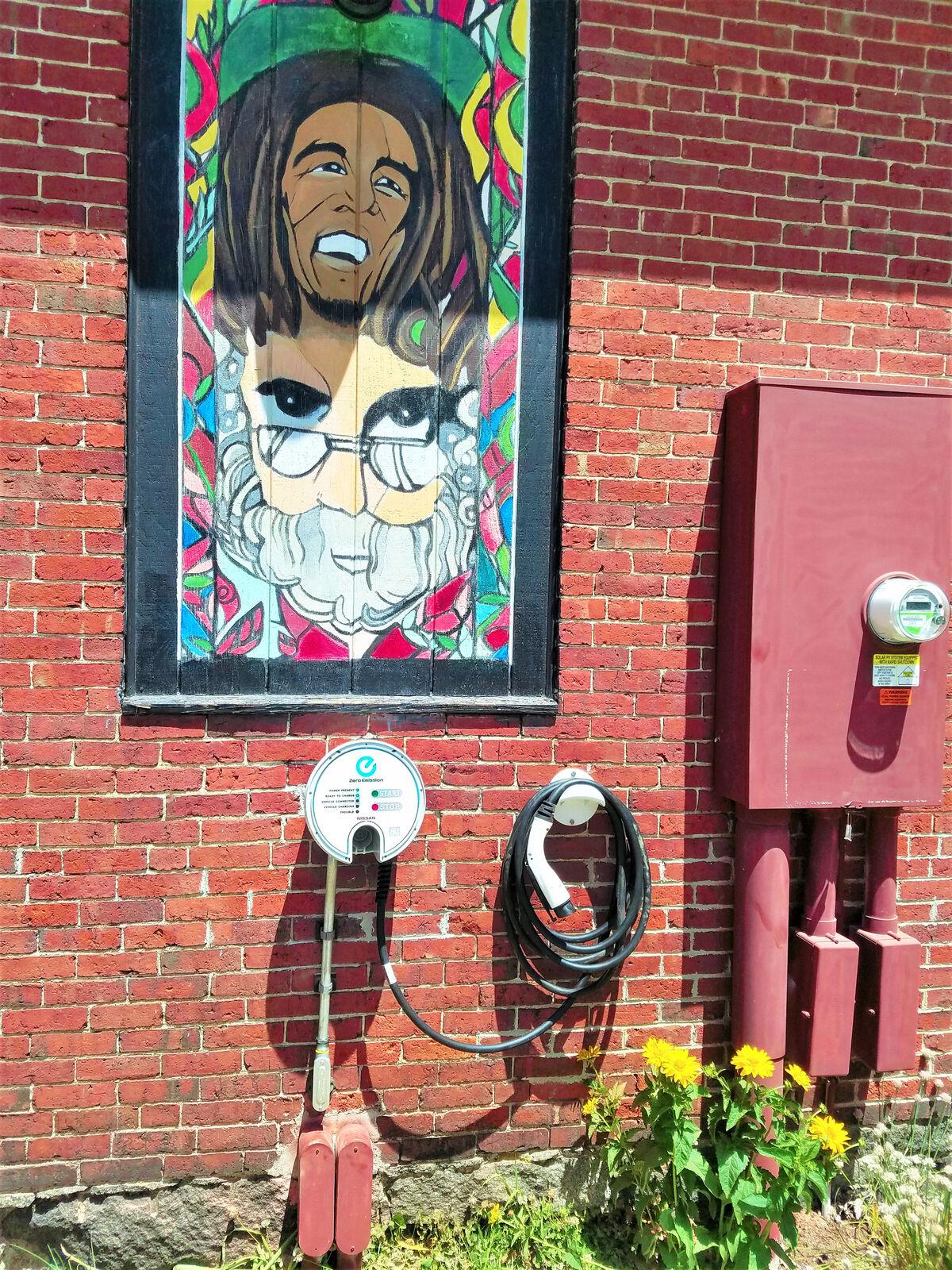 EV Charging Station Outside Of Stone Chuch In NH