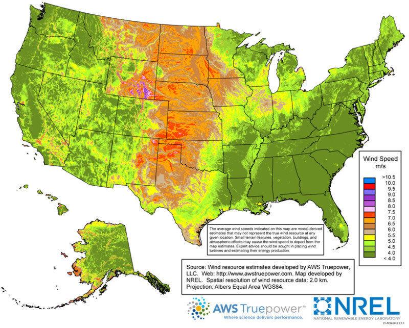 Us Wind Map 30 Meters