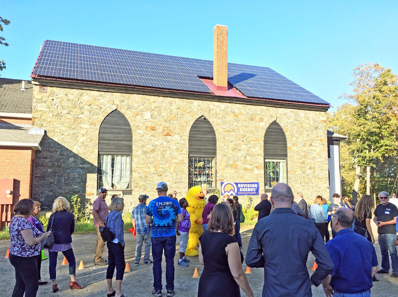 Solar Array On The Roof Of The Stone Church In Newmarket, NH