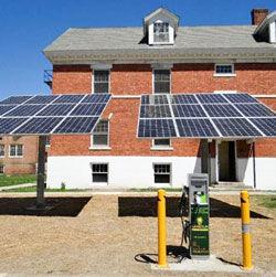 EV charger with two solar ground mounts