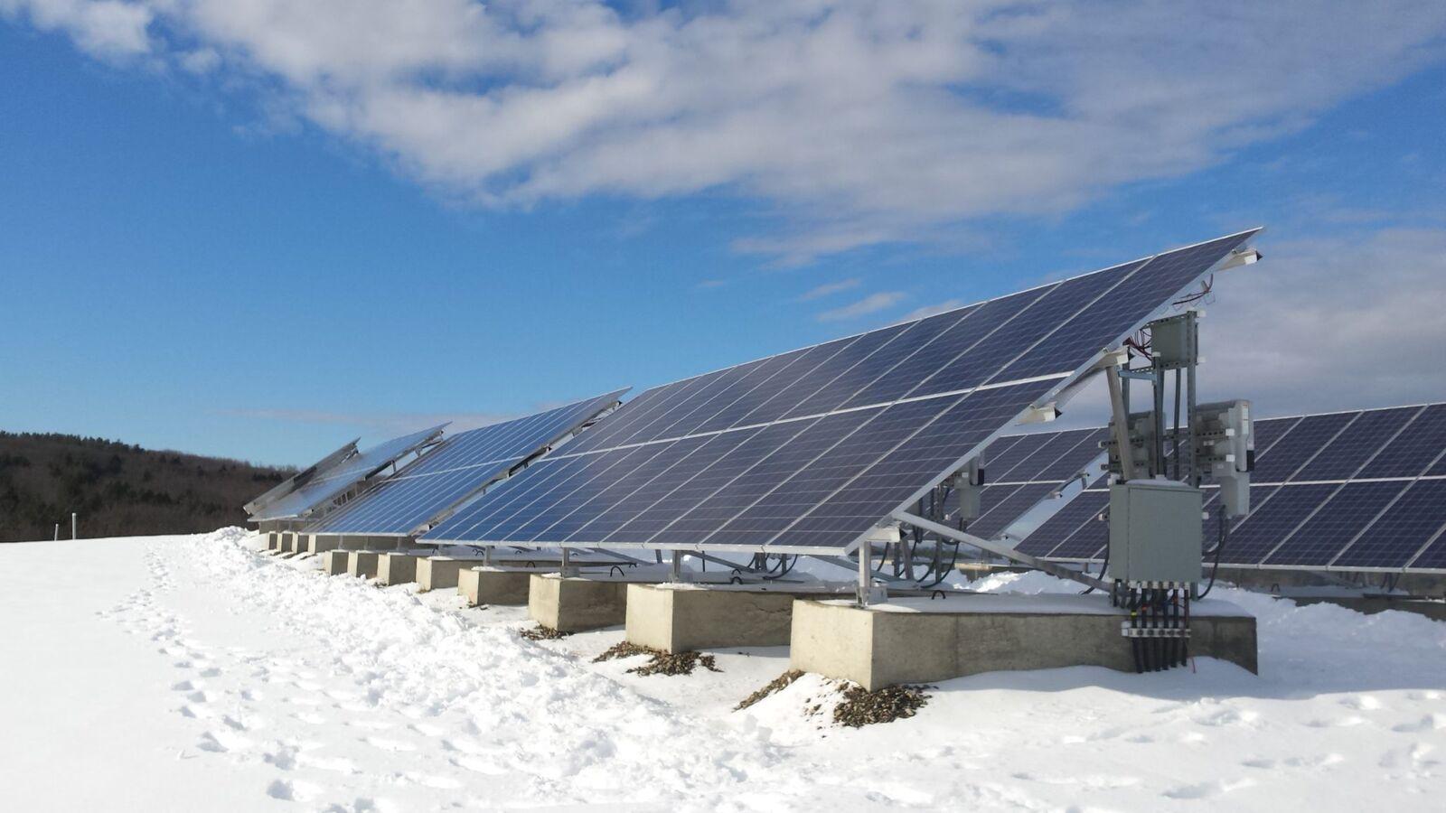 Solar Works in Winter, Snow on Solar Panels